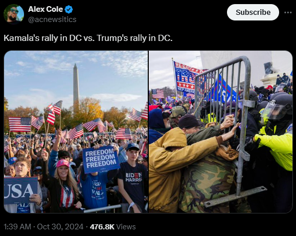 Kamala's rally in DC vs. Trump's rally in DC