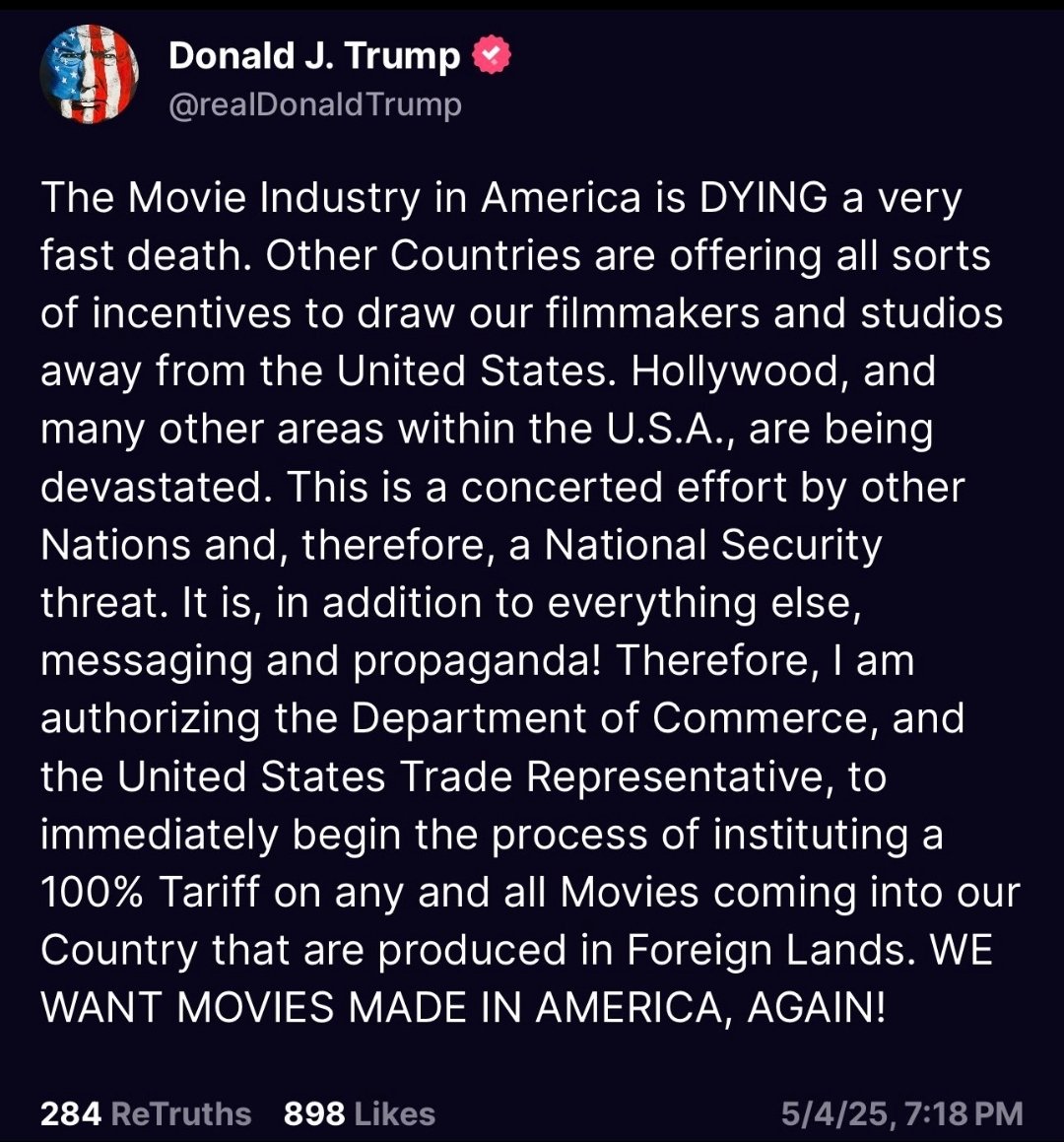 Trump needs tariffs on everything. Do you think he has ever seen a foreign movie?