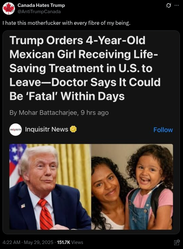 Trump Kicks out 4-year-old receiving Life-Saving Treatment in US