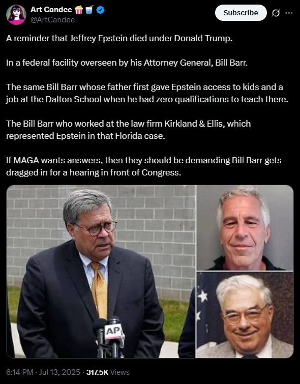 A reminder that Jeffrey Epstein died under Donald Trump